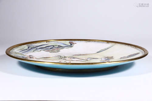 QIANLONG MARK ENAMEL BRONZE PLATE