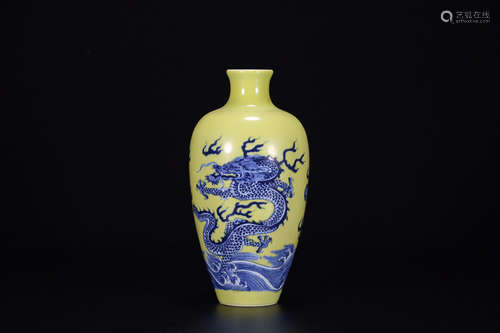 KANGXI MARK BLUE &YELLOW VASE