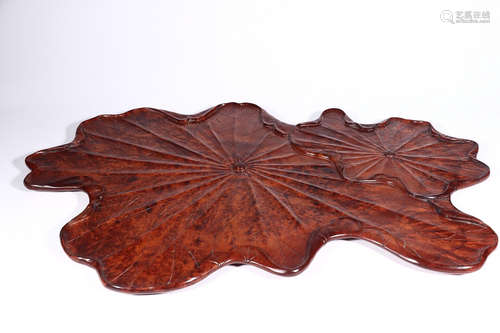 CHERRY WOOD LOTUS TEA PLATE