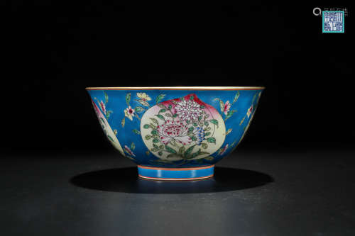 QIANLONG MARK FAMILLE ROSE FLOWER BOWL