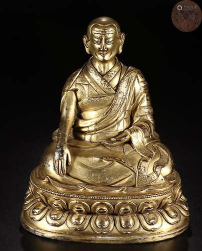 A GILT BRONZE FIGURE OF  MASTER  BUDDHA