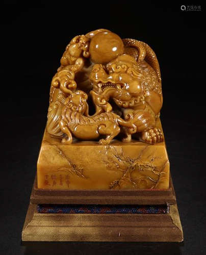 A  TIANHUANG STONE DRAGON CARVED SQUARE SEAL