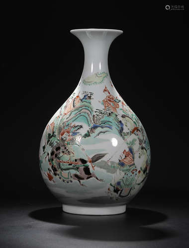 A WUCAI   CHARACTER STORY   DECORATED VASE