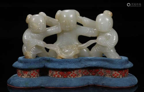 A HETIAN JADE CHARACTER STORY  CARVED  ORNAMENT