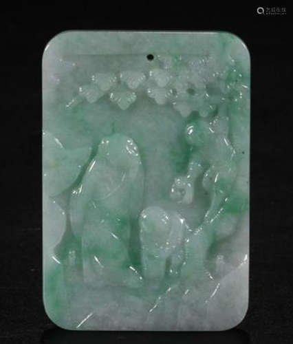 A JADEITE CHARACTER STORY CARVED PENDANT