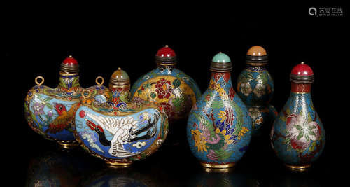 QIANLONG NIAN ZHI MARK CLOISONNE SNUFF BOTTLE FOR 6