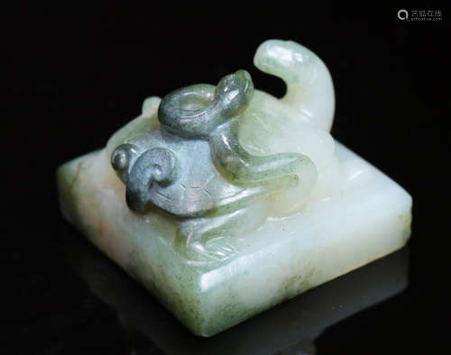 OLD JADE CARVED DRAGON SEAL