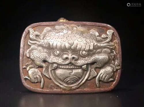 TIBETAN SILVER BEAST FACE BUCKLE