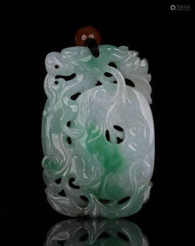 OLD JADEITE DRAGON PATTERN PENDANT