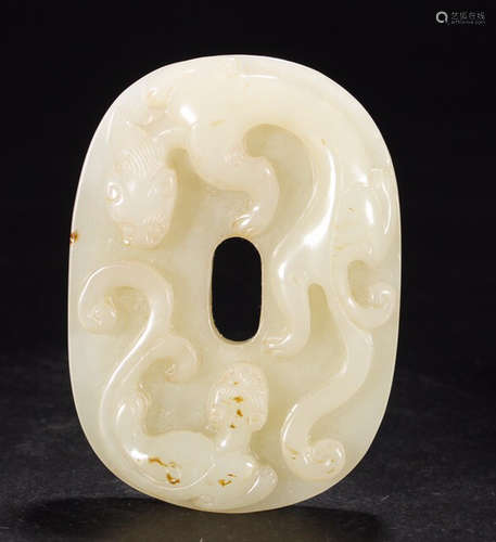 HETIAN JADE DRAGON PENDANT