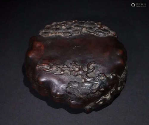 OLD CHENXIANG WOOD PINE PATTERN COVER BOX