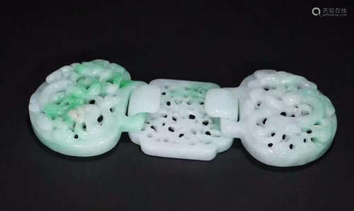 JADEITE DRAGON PATTERN BUCKLE SET