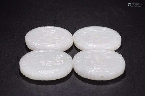 WHITE HETIAN JADE TONG ZI XIAN RUI BRAND SET FOR 4