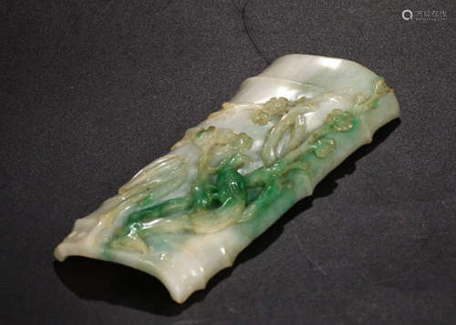 JADEITE FLOWER & BIRD ARM REST