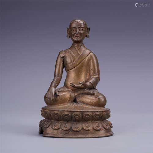 TIBETAN BRONZE SEATED GURU