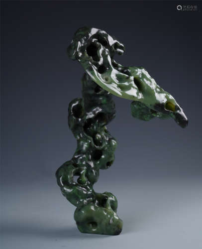 CHINESE SPINACH JADE SCHOLAR'S ROCK