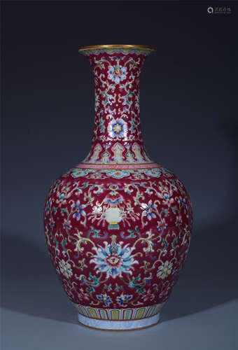 CHINESE PORCELAIN RED GLAZE FLOWER VASE