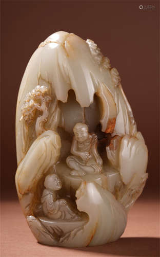 CHINESE WHITE JADE LOHAN SCHOLAR'S ROCK