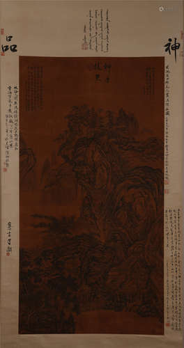 CHINESE SCROLL PAINTING OF MOUNTAIN VIEWS