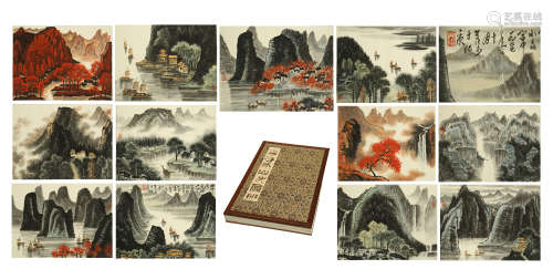 TWEENTY-FOUR PAGES OF CHINESE ALBUM PAINTING OF MOUNTAIN VIEWS