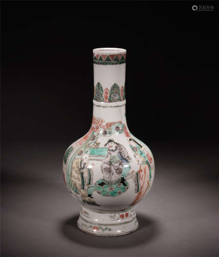 CHINESE PORCELAIN WUCAI FIGURE AND STORY VASE
