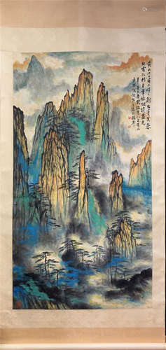 CHINESE SCROLL PAINTING OF MOUNTAIN VIEWS