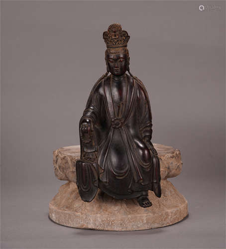 CHINESE HARDWOOD ZITAN SEATED GUANYIN