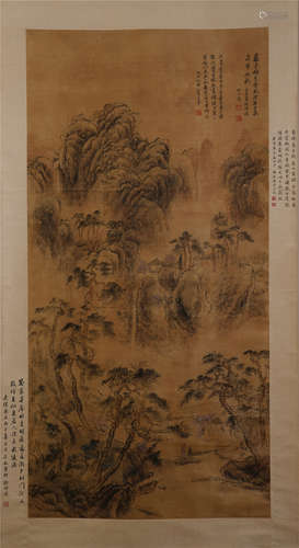 CHINESE SCROLL PAINTING OF MOUNTAIN VIEWS