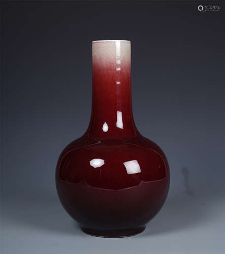 CHINESE PORCELAIN RED GLAZE TIANQIU VASE