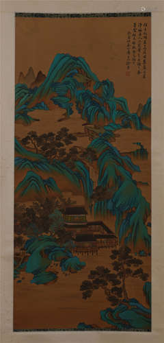 CHINESE SCROLL PAINTING OF MOUNTAIN VIEWS