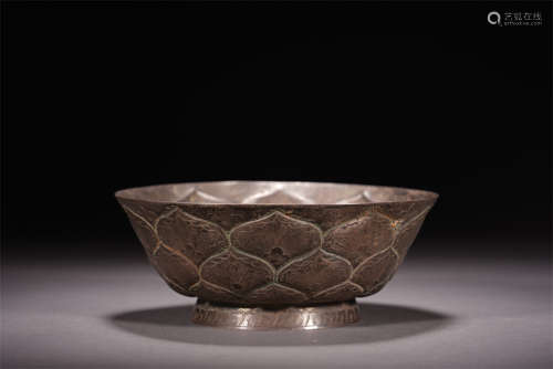 CHINESE SILVER LOTUS BOWL