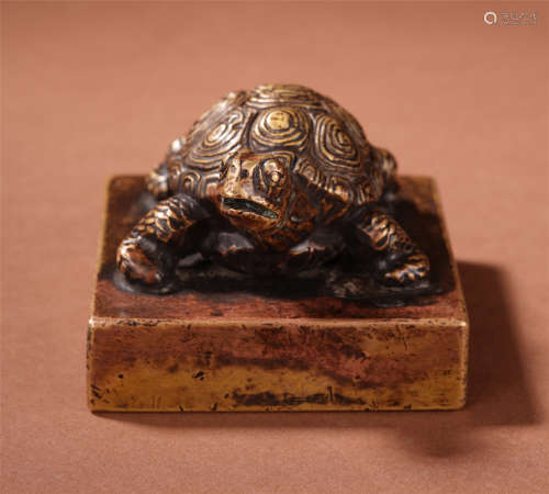 CHINESE BRONZE TURTLE SEAL