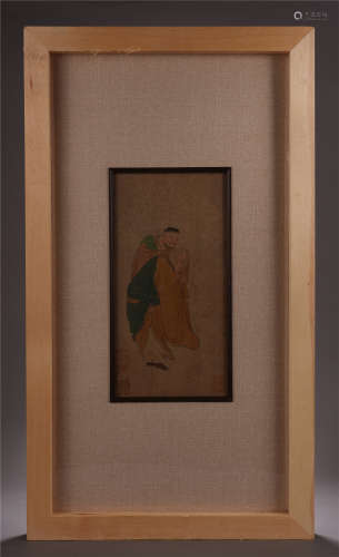 CHINESE FRAMED SCROLL PAINTING OF LOHAN