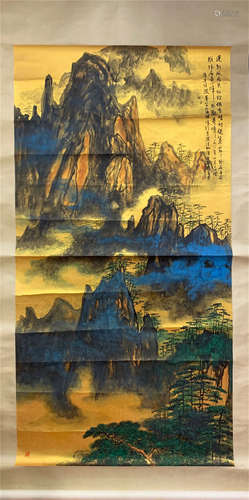 CHINESE SCROLL PAINTING OF MOUNTAIN VIEWS