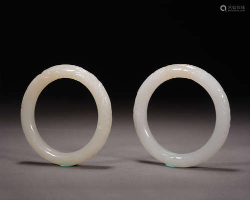 PAIR OF CHINESE WHITE JADE BANGLES