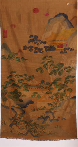CHINESE EMBROIDERY KESI TAPESTRY OF MOUNTAIN VIEWS