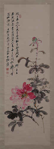 CHINESE SCROLL PAINTING OF FLOWER