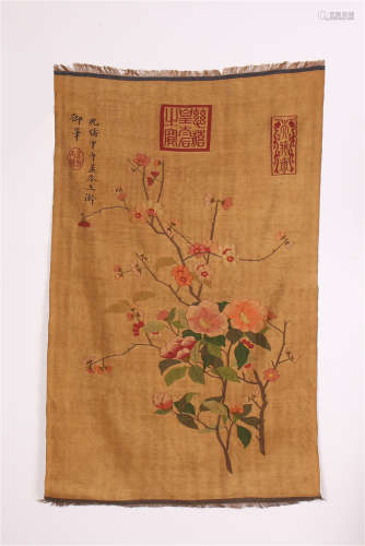 CHINESE EMBROIDERY KESI TAPESTRY OF FLOWER