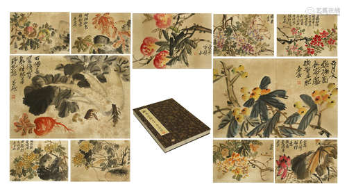 TWEENTY-TWO PAGES OF CHINESE ALBUM PAINTING OF FLOWER