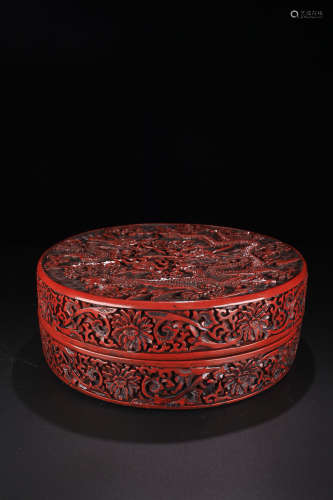 RED LACQUER DOUBLE-DRAGON BOX