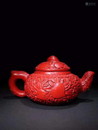 RED LACQUER TEAPOT OENAMENT