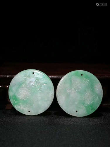 JADEITE PLUM PATTERN PENDANTS