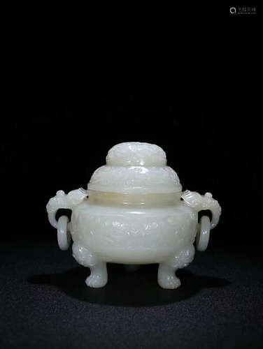 HETIAN JADE BEAST-EAR CENSER