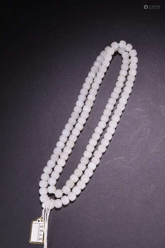 A HETIAN WHITE JADE 108 BEAS ROSARY