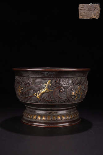 A GILT BRONZE CENSER