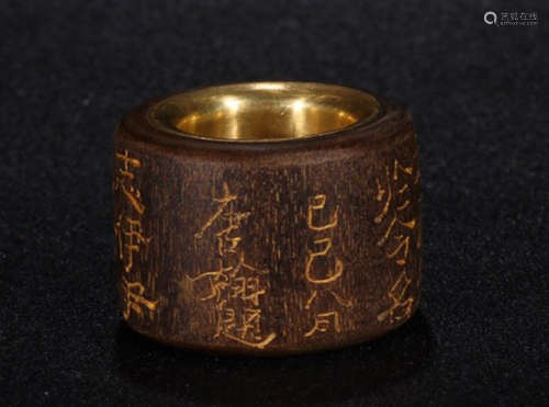 TANG HAN TI MARK CHENXIANG WOOD GILT RING