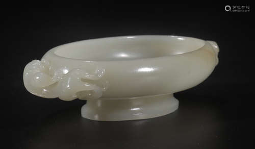 HETIAN JADE DRAGON PATTERN PEN WASHER