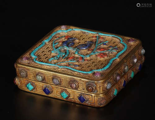 SILVER GILT BAI BAO EMBEDDED XI SHANG MEI SHAO COVER BOX