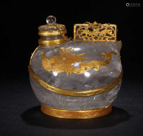 LIAOJIN STYLE CRYSTAL GILT DOUBLE PHOENIX POT