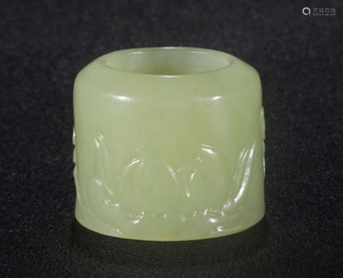 YELLOW HETIAN JADE FU LU SHOU RING